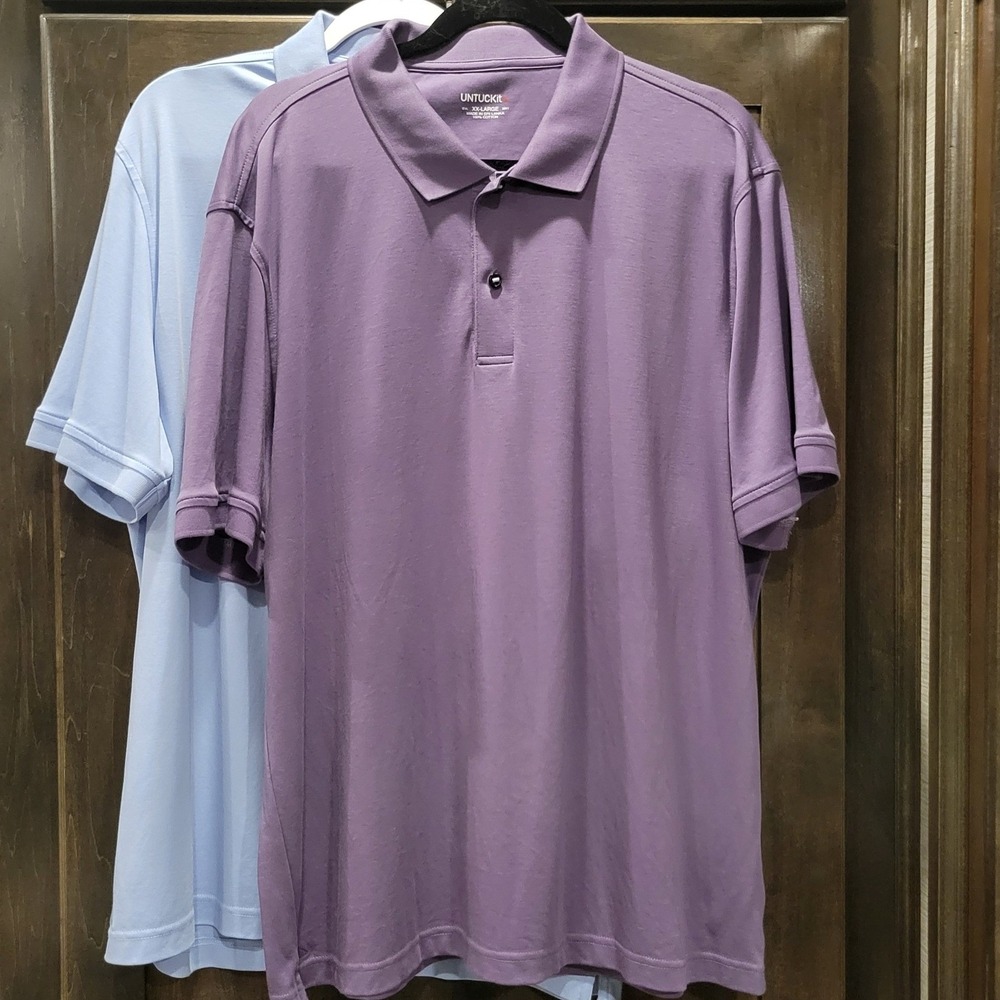 2 UNTUCKit "Damaschino" 100% Cotten Polo's Both XXL Blue & Purple‎ Big Tall F271